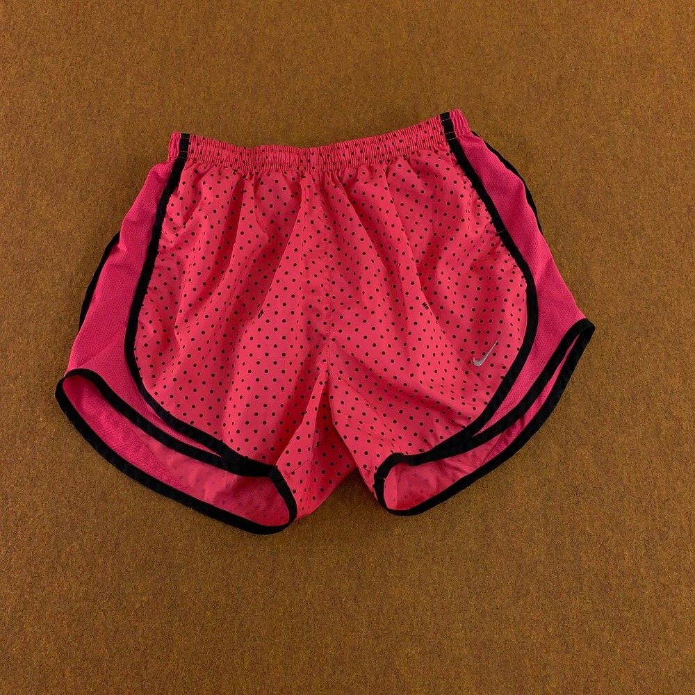 Nike Womens Small Pink Polka Dot Dri-FIT Running Athletic Shorts Pre-Owned